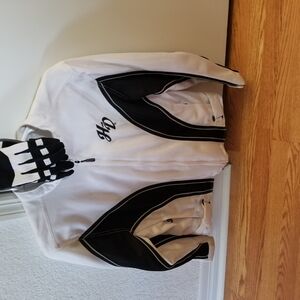 White and Black Jacket with Gloves